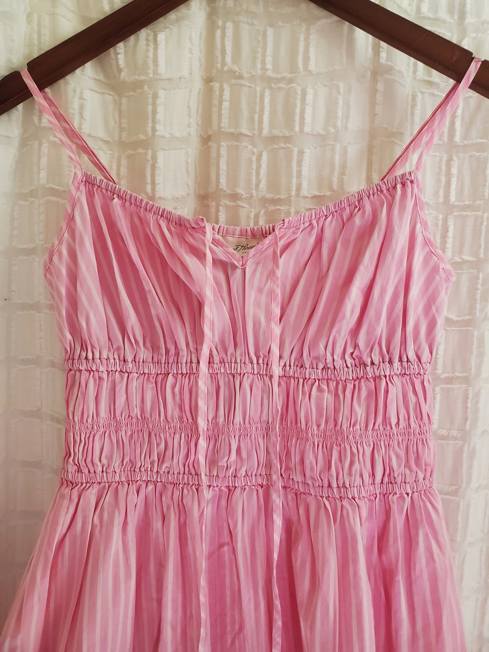 Girls Pink Striped Sundress - Lightweight Spaghetti Strap Dress - Picture 4 of 8